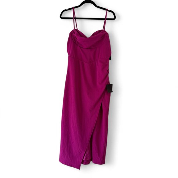 Lulus Always Turning Heads Magenta Bustier Tulip Midi Dress - Picture 4 of 9